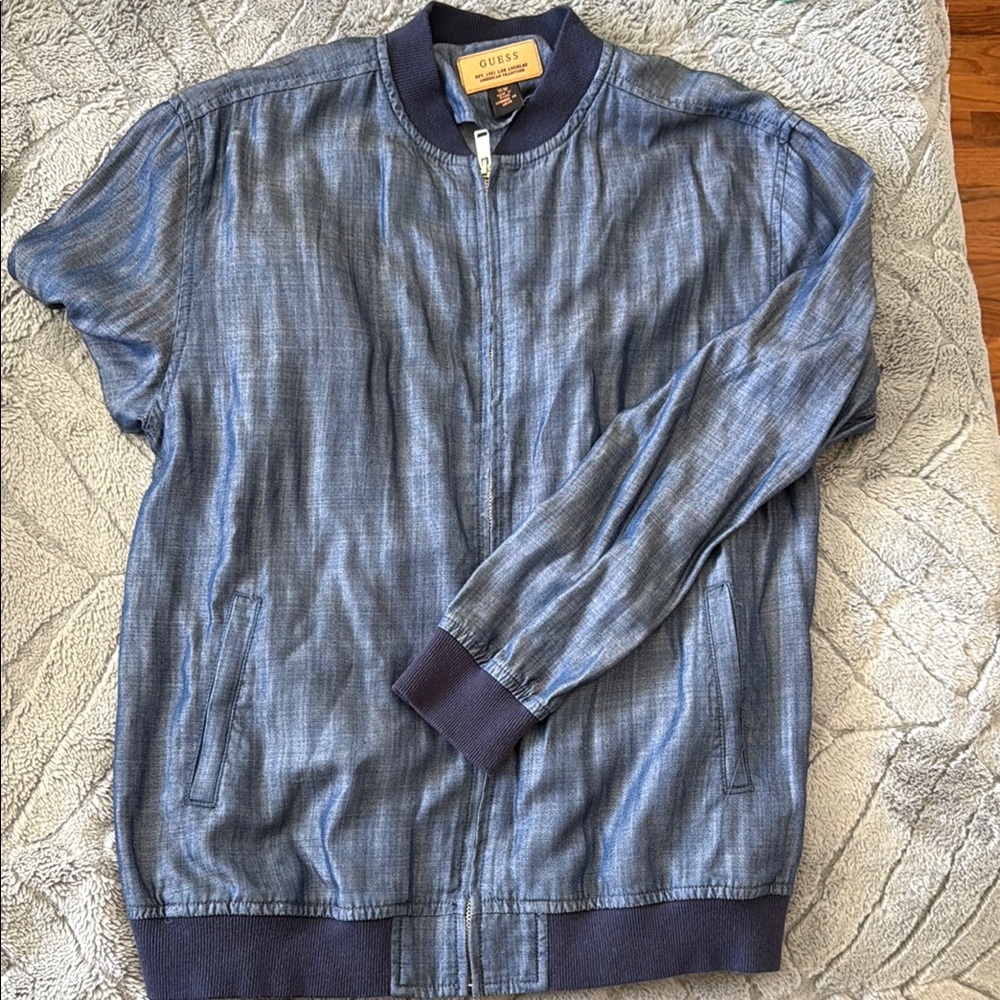 GUESS Blue Bomber Jacket